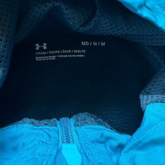 Under Armour Green/Blue 1/4 Zip Pullover Loose Size Medium - Picture 5 of 8